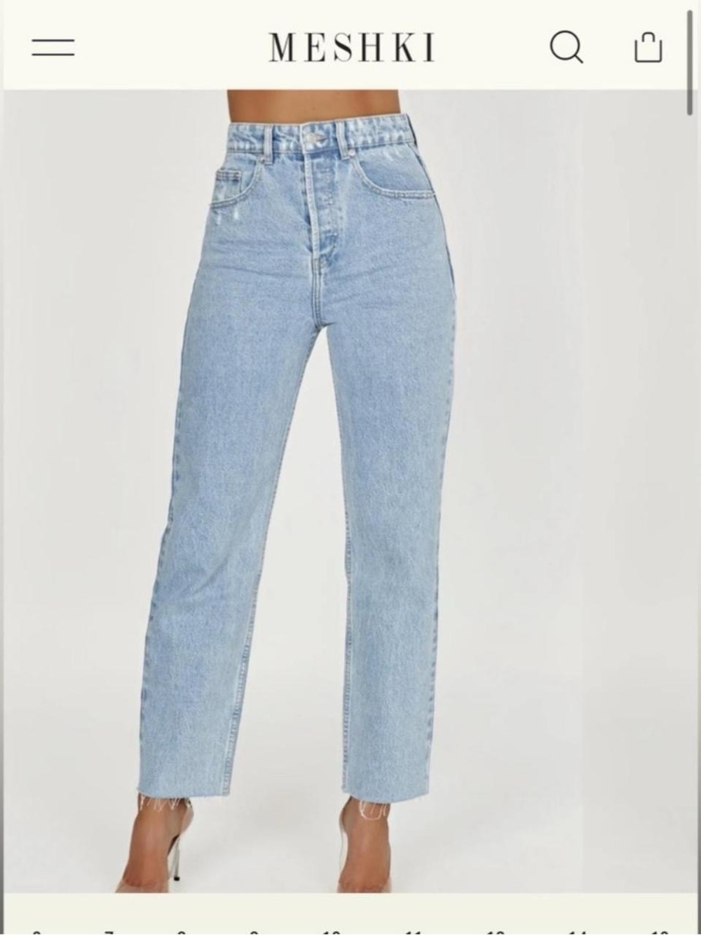 MESHKI Light Blue High-Waist Straight Tina mom Jeans NWT see size guide
